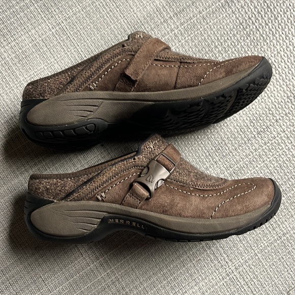 Merrell Encore Sidestep J66626 Brown Leather Slip On Mules Shoes - Picture 2 of 8